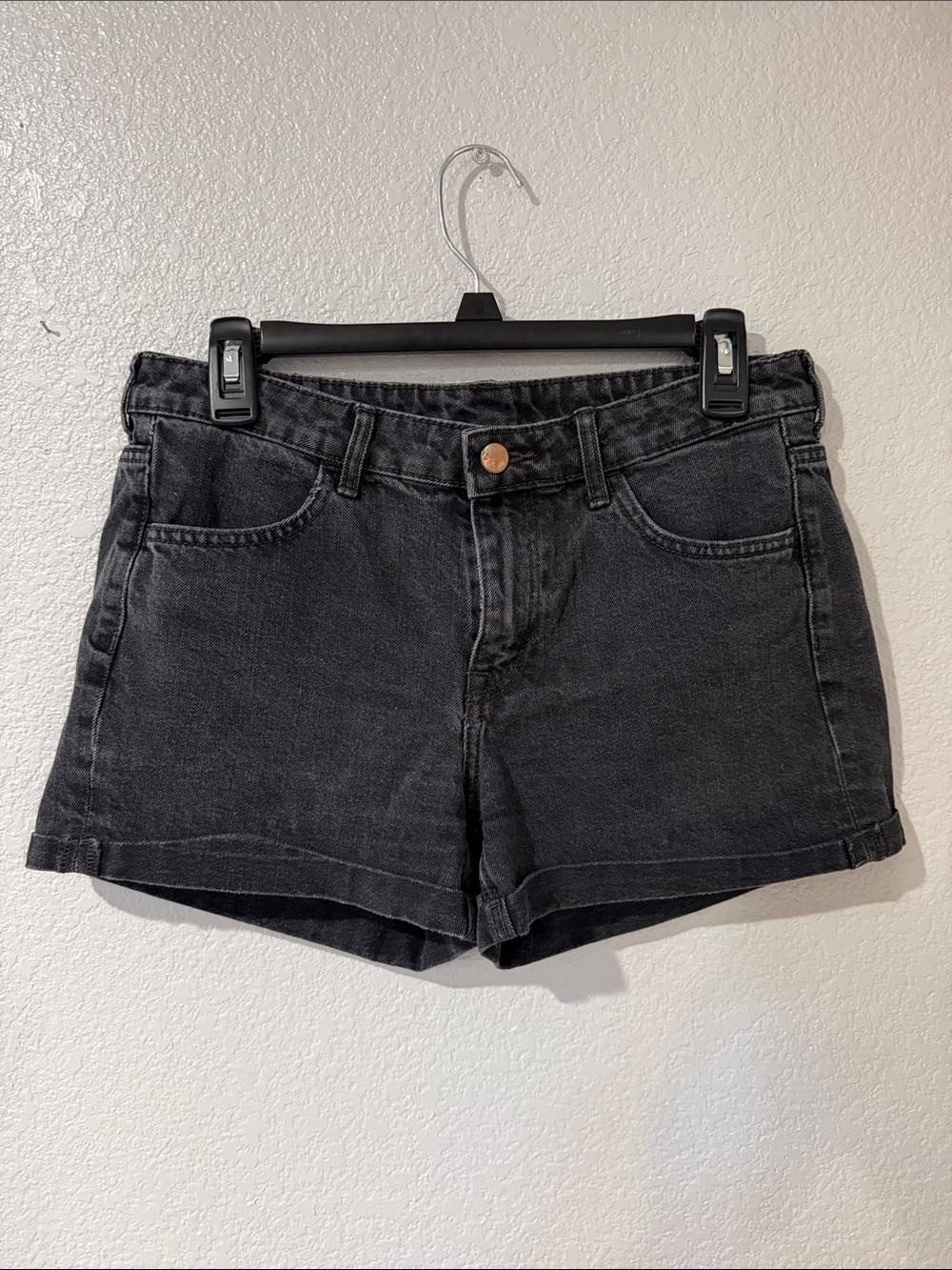 Mid-Rise Black Denim Jean Shorts